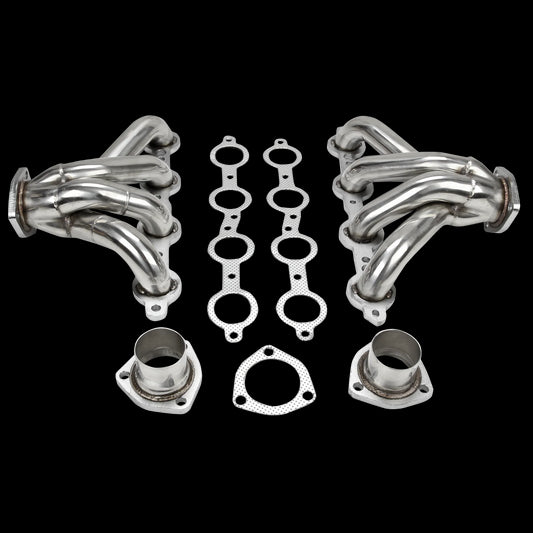 Exhaust Manifold Headers for Small Block Chevy Ceramic Coated Polished Block Hugger GM LS1 LS6