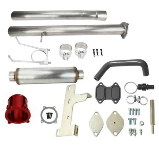 6.7 Cummins DPF EGR DEF Delete Kit 4"+4" Diesel Muffler for 2010-2014 Dodge Ram 6.7L 2500 3500